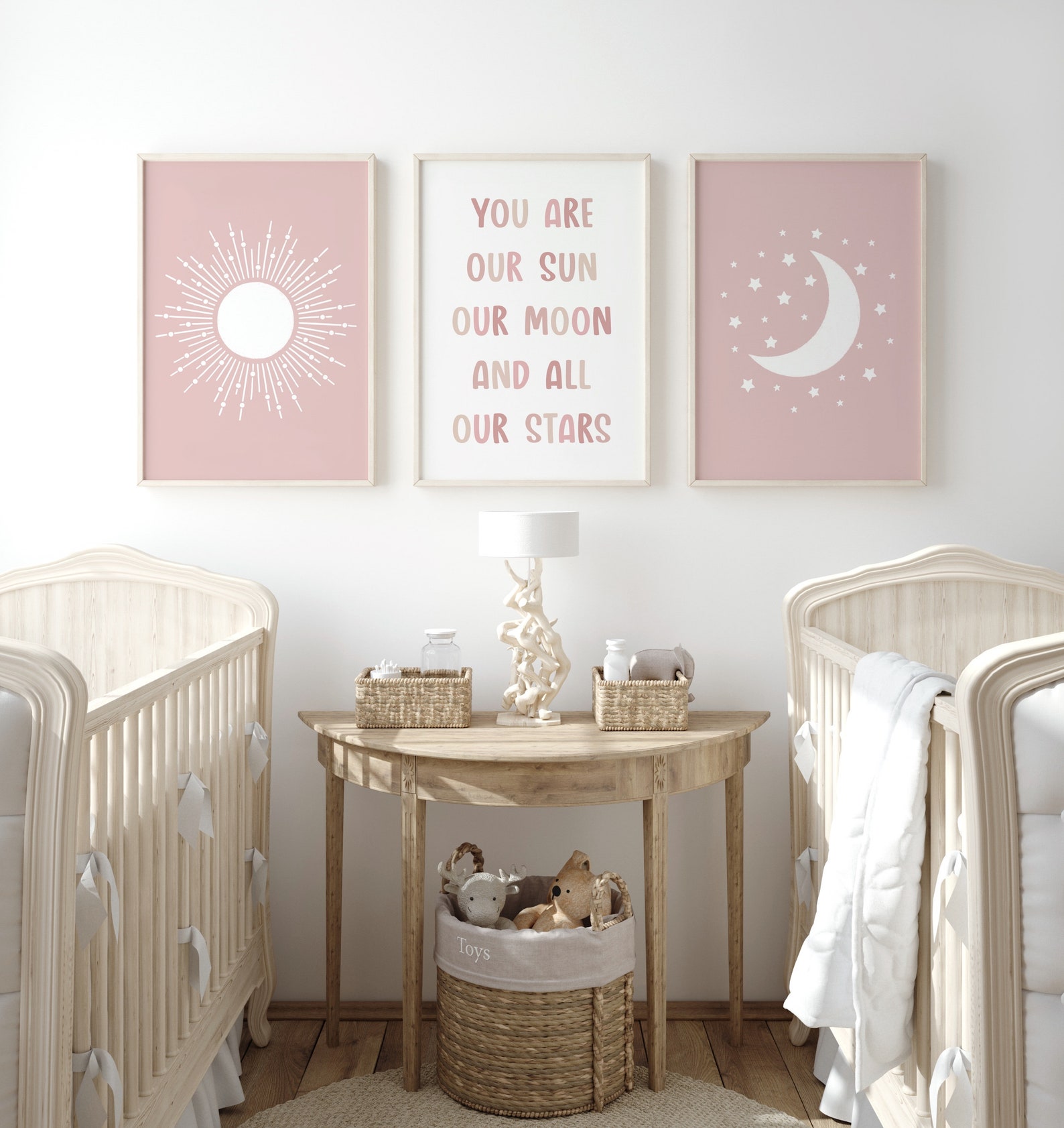 You Are Our Sun Our Moon and All Our Stars Blush Nursery Wall Art ...