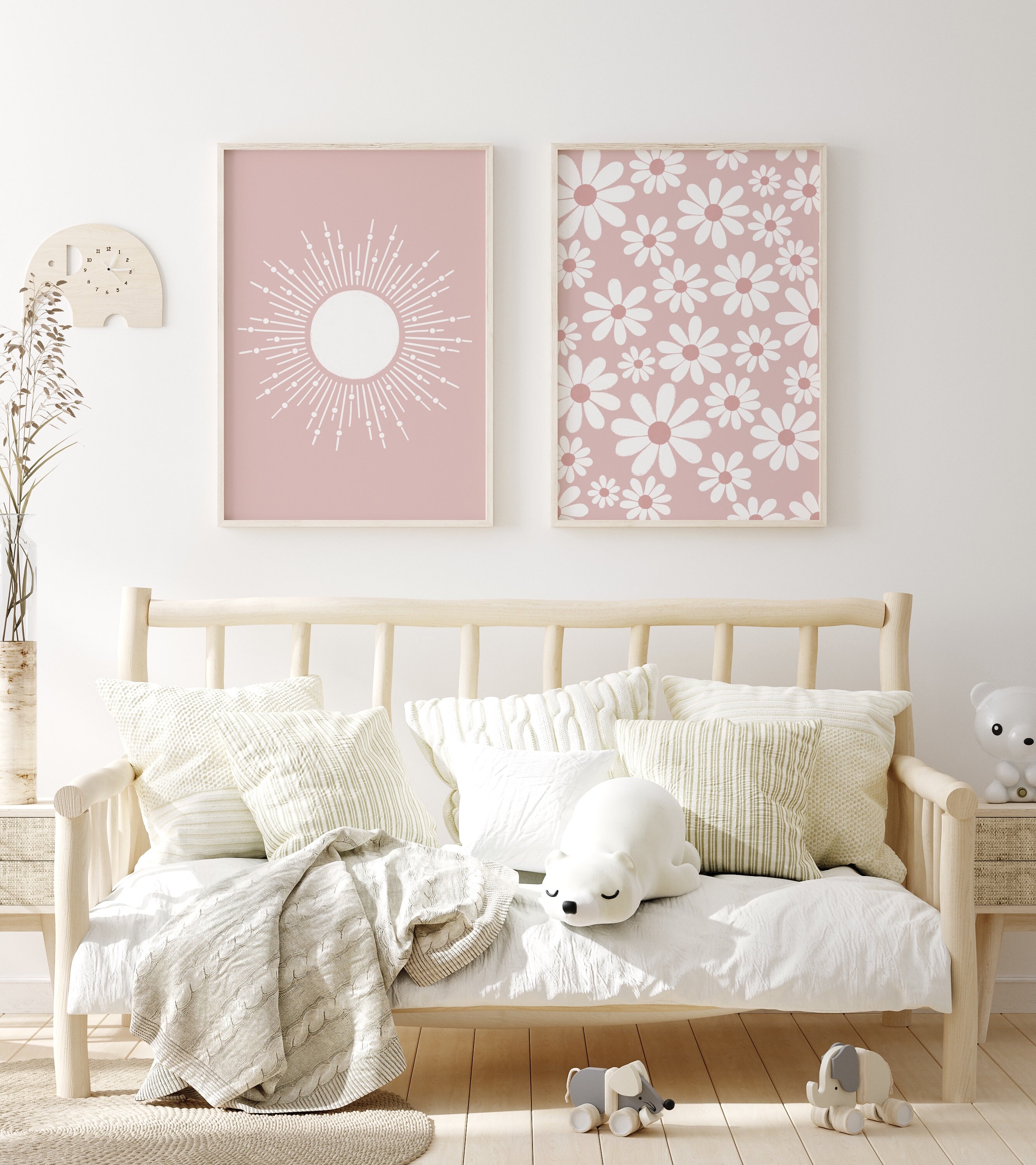 Set of 6 Pink and Blush Nursery Decor Wall Art Prints, Baby Girls Room ...