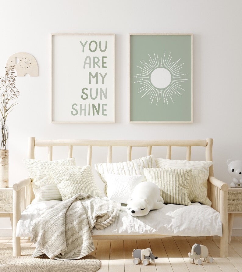 Set of 6 Sage Green Nursery Decor Wall Art Prints Boho Print Etsy UK
