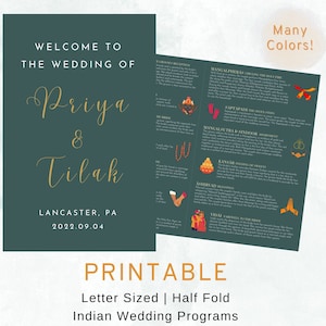 Indian Gujarati Hindu Wedding Ceremony Program Booklet, Letter Print, – CUSTOM DIGITAL FILE