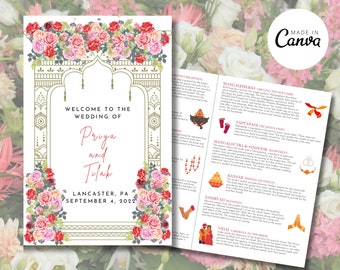 CANVA TEMPLATE Link Indian Gujarati Hindu Wedding Ceremony Program CANVA TEMPLATE Link Indian Gujarati Hindu Wedding Ceremony Program