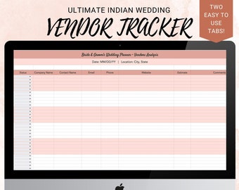 Wedding Planning Spreadsheet: Vendor Event Tracker (Google Sheets & Excel)