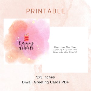 Diwali Deepavali Hindu New Year Diya Firework Sparkler Greeting Holiday Card 5x5 inches - PRINT AT HOME, Printable