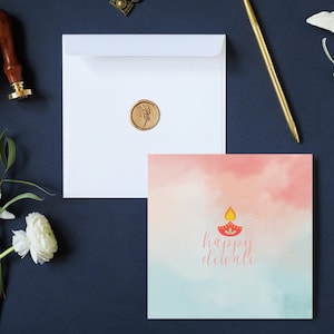 Diwali Deepavali Hindu New Year Diya Diva Greeting Holiday Card 5x5 inches - PRINT AT HOME, Printable
