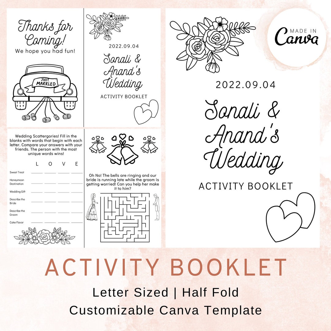 Wedding Activity Booklet, Kids Activity Booklet, Booklet Template ...
