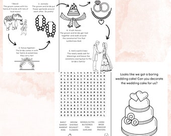 Indian Hindu Kids Wedding Ceremony Coloring Activity Booklet Packet – CUSTOM DIGITAL FILE