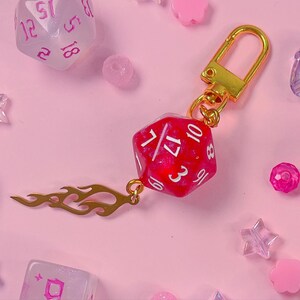 Fireball D20 Keychain: Red Dice Charm - DnD RPG Accessory image 2