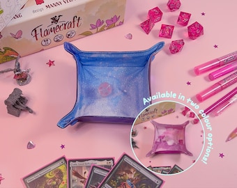 Blue Foldable Dice Tray: Glitter Lined TTRPG Valet