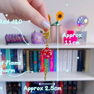 Fireball D20 Keychain: Red Dice Charm - DnD RPG Accessory image 3