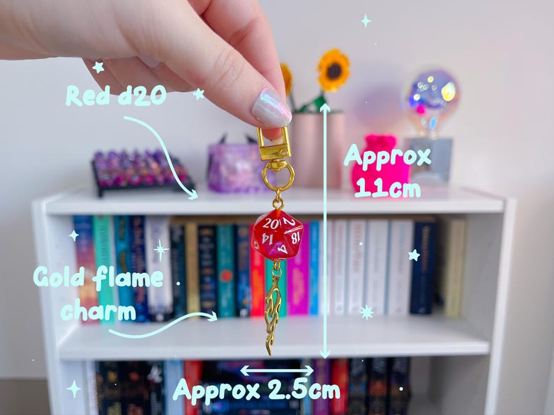 Fireball D20 Keychain: Red Dice Charm - DnD RPG Accessory image 3
