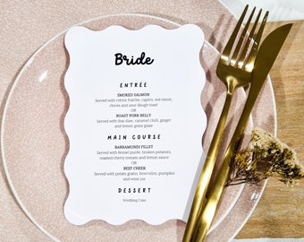 Wiggle/Wavy Personalised Wedding/Event Menu