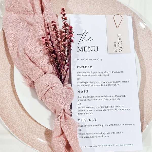 Personalised Menu & Place Card