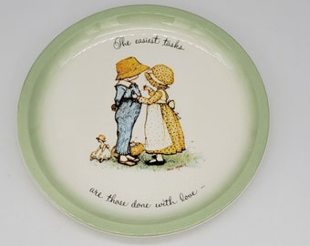 Vintage 1972 Holly Hobbie Collector Plate Easiest Tasks Are Those Done With Love