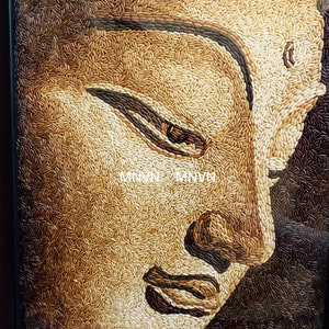Buddha Roasted Rice Painting/Buddha painting made from rice grains/Handmade roasted rice grains/Painting made from roasted rice