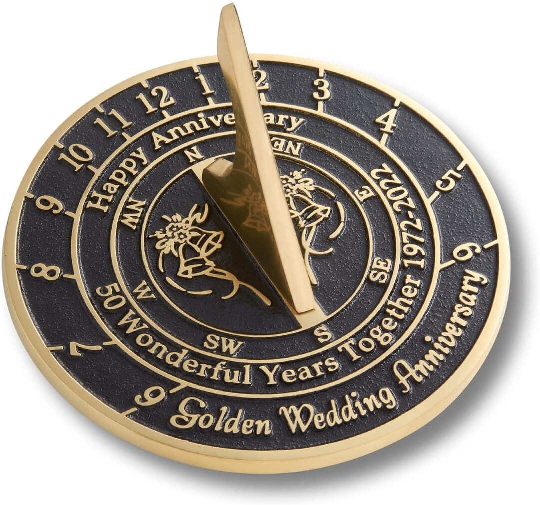 50th Golden 2022 Unique Wedding Anniversary Large Sundial Gift - Etsy