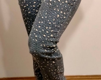 Vintage .Witchery-jeans, maat 12, blauw denim met luipaardprint