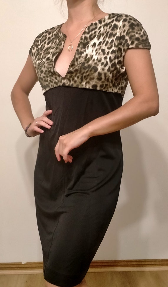 Vintage handmade evening dress, leopard print top… - image 2