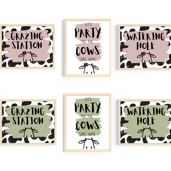 Cow Birthday Party Table Signs, Farm Birthday Party Decorations, Holy Cow I'm One, Cow 1st Birthday, Boy Cow Birthday, Girl Cow Birthday