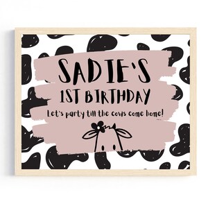 Girl Cow Birthday Party Welcome Sign, Farm Birthday Party Decorations, Holy Cow I'm One, Cow 1st Birthday, Girl Cow Birthday Sign