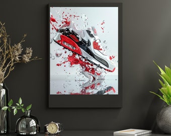 Red Sneakers Wall Art - Chic Sneakers Art  for Glamorous Home Décor|  fashion wall art digital, Digital download( MTO)