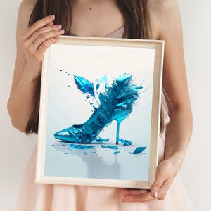 Elegant Blue Heels Wall Art - Chic High Heels Art &  Illustration for Glamorous Home Décor Fashion Wall Art Digital | Digital download