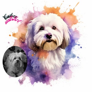 Pet Portrait Custom and Personalized. Pet Wall Art ( Stylized & Water color effect) DOWNLOAD to Print on Poster or Canvas for gift
