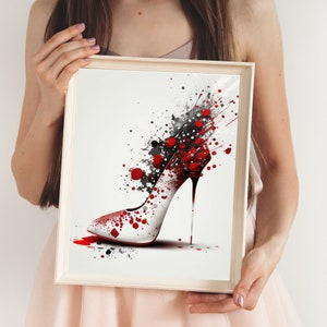 High Heels Schuh Design: Rot & Weiss Schuh Kunst (Digitaler Download)