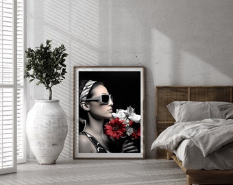 Fashion poster, black and white stylish lady poster, fashion poster, luxury fashion print, fashion wall art, digital download