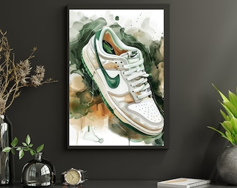 Green Sneakers Wall Art: Runners gifts, Jogger Gift , Chic Sneakers Art  for Glamorous Home Décor|  fashion wall art digital download