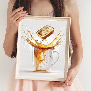Cafe wall art - Cafe wall print , Elegant Food Illustration for Stylish cafe Décor , Kitchen decor Coffee Cup Abstract Wall Art