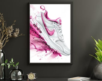 Hot Pink Sneakers Wall Art - Chic Sneakers Art  for Glamorous Home Décor|  fashion wall art digital, Digital download( MTO)