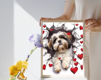 Shih Tzu Dog wall art . Dog Wall Art ( Stylized 3D effect) , Dog Mom gift, dog dad Gift, Dog lover Gift, Digital Download