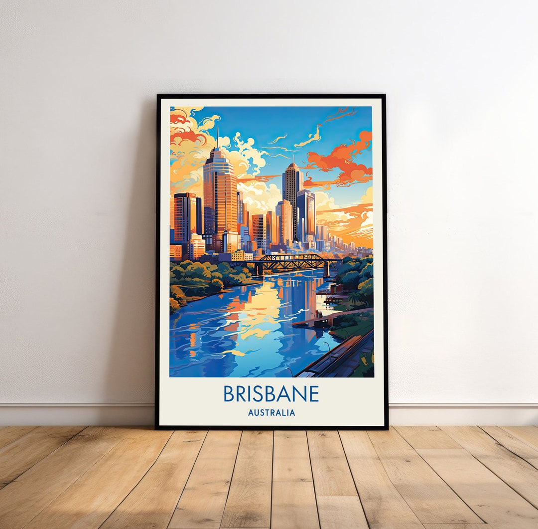Brisbane Poster Australia Poster Brisbane Print Abstract Etsy
