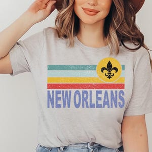 NEW ORLEANS T-shirt, Louisiana fleur de lis Unisex Shirt, Big Eeay Tshirt, NOLA Vintage Tee, Bayou State Home, Personalization Available