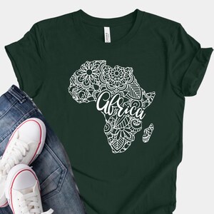 Maglietta con mappa dell'Africa, design mandala boho, maglietta con orgoglio africano