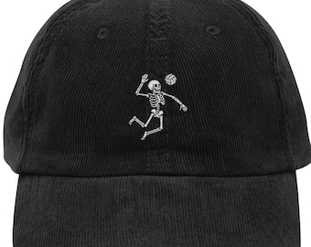 Gorro de pana bordado con esqueleto de voleibol, gorra divertida para jugadores de voleibol, regalo para amantes del voleibol