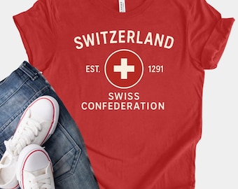 Vintage Switzerland Cross T-Shirt: Swiss Confederation Est. 1291