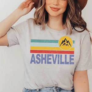 Asheville T-shirt, North Carolina Home Unisex Shirt, Nature Lovers City Explorers  Mountain Adventurers Gift, Vintage Mountain Sunset Tee