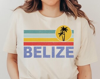 Belize Vacation T-Shirt, Vintage Sunset Palm Tree