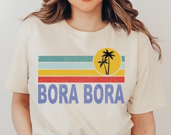 BORA BORA Beach T-shirt, Summer Family Vacation Outfit, French Polynesian Honeymoon Souvenir