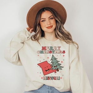 CHRISTMAS MISSOURI Vintage T-shirt, Missouri Pride Sweatshirt, Groovy Xmas Missouri Sweater, Missouri Home Retro Sweatshirt Missouri Gift