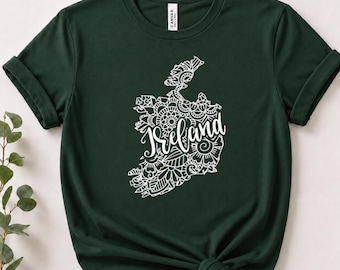 Camiseta con mapa mandala de Irlanda: Camiseta boho hippie con orgullo celta irlandés