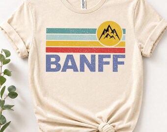 Banff T-Shirt, Retro Sunset Canada Tee, Unisex Fit