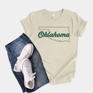 Vintage Oklahoma State Outline T-Shirt, Retro Script Oklahoma Tee for Locals, Souvenir, and Oklahoma Pride Gift