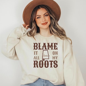 Sweat-shirt maison ALABAMA, La faute à mes racines, pull unisexe musique country du Sud, t-shirt graphique Yellowhammer pour la maison, tenue western