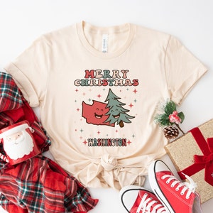 MERRY CHRISTMAS WASHINGTON Vintage Shirt, Washington State Pride Shirt, Groovy Xmas Washington State T-Shirt, Retro Washington State Geschenk