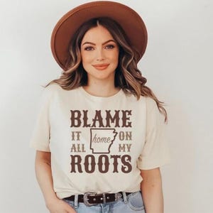 Chemise carte de l'ARKANSAS, la faute à mes racines, T-shirt western unisexe de musique country du Sud, The Natural State, T-shirt graphique rétro Dixie