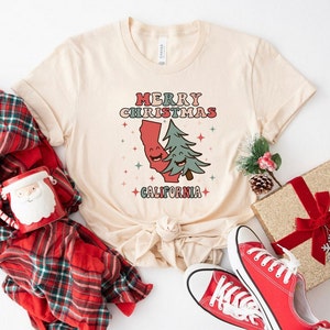 Frohe Weihnachten Kalifornien Shirt, Golden State T-Shirt, Unisex-Kleidung, Groovy Xmas California T-Shirt, Los Angeles Geschenke, San Diego Native