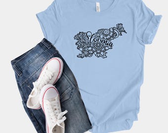 Slovenia Map Shirt, Boho Hippie Mandala Tee, Slovenian Birthday Gift, Vintgar Gorge Souvenir, Lake Cerknica Tee, Postojna Cave Trip