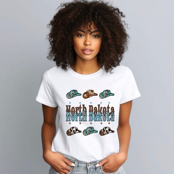 North Dakota Home State Shirt, Cowboy Hat Shirt, North Dakota Roots Shirt, North Dakota Pride Cowgirl Shirt, Born in North Dakota